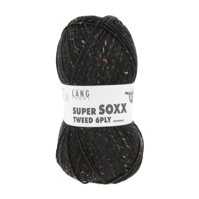 Lang Yarns Super Soxx Tweed 6-ply – 150g / 410m – Black (0004)
