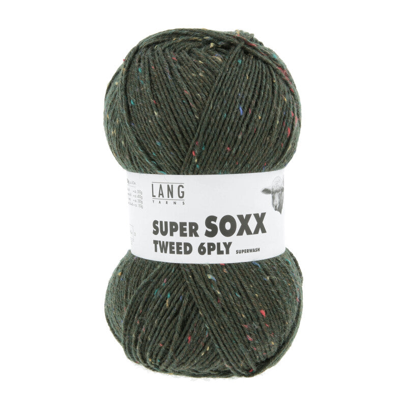 Lang Yarns Super Soxx Tweed 6-ply – 150g / 410m – Dark Green (0018)