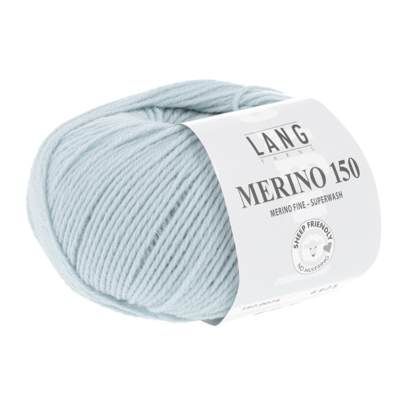Lang Yarns Merino 150 Yarn, 150m / 50g – Ice Blue (0074)