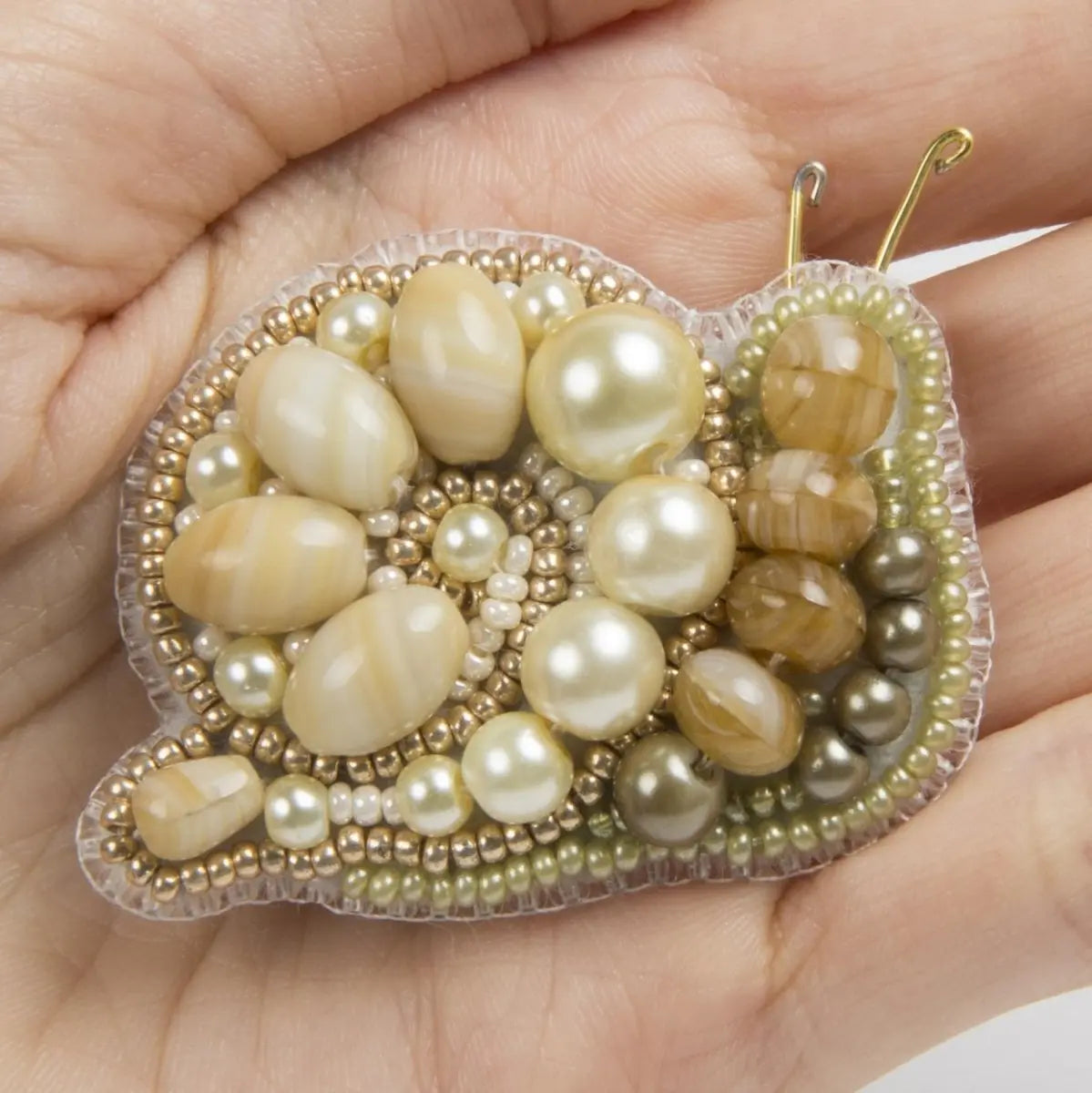 Beadwork kit for a charming Crystal Art Snail brooch.