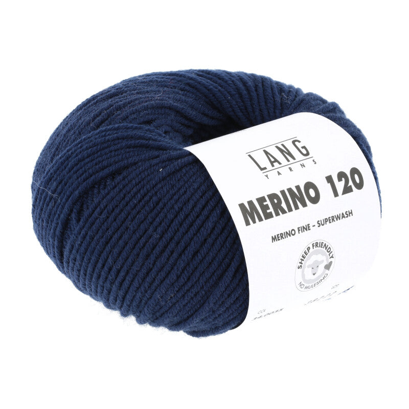 Lang Yarns Merino 120 Yarn, 120m / 50g – Navy (0035)