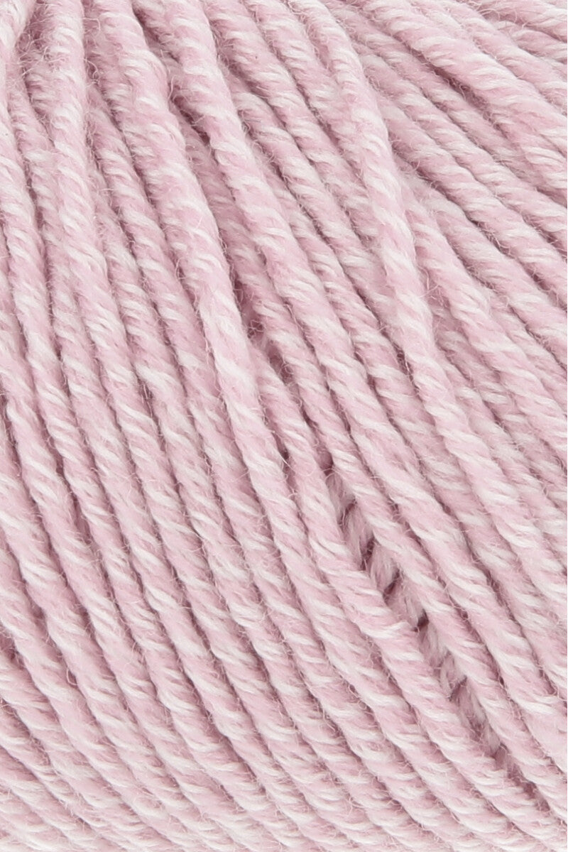 Lang Yarns Merino 120 Yarn, 120m / 50g – Flamingo/White Mouliné (0151), yarn texture