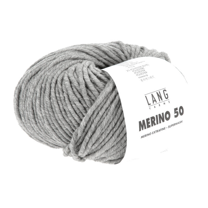 Lang Yarns Merino 50 – 100g / 90m – Light Grey Mélange (0003)