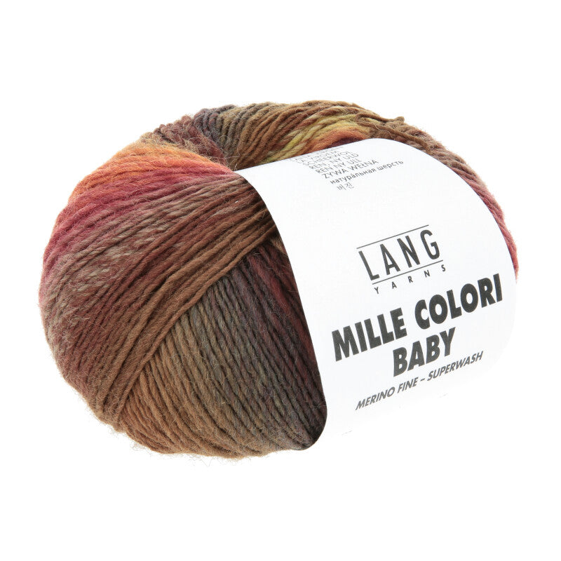 Lang Yarns Mille Colori Baby – 50g / 190m – Brown/Forest Green/Eggplant (0218)