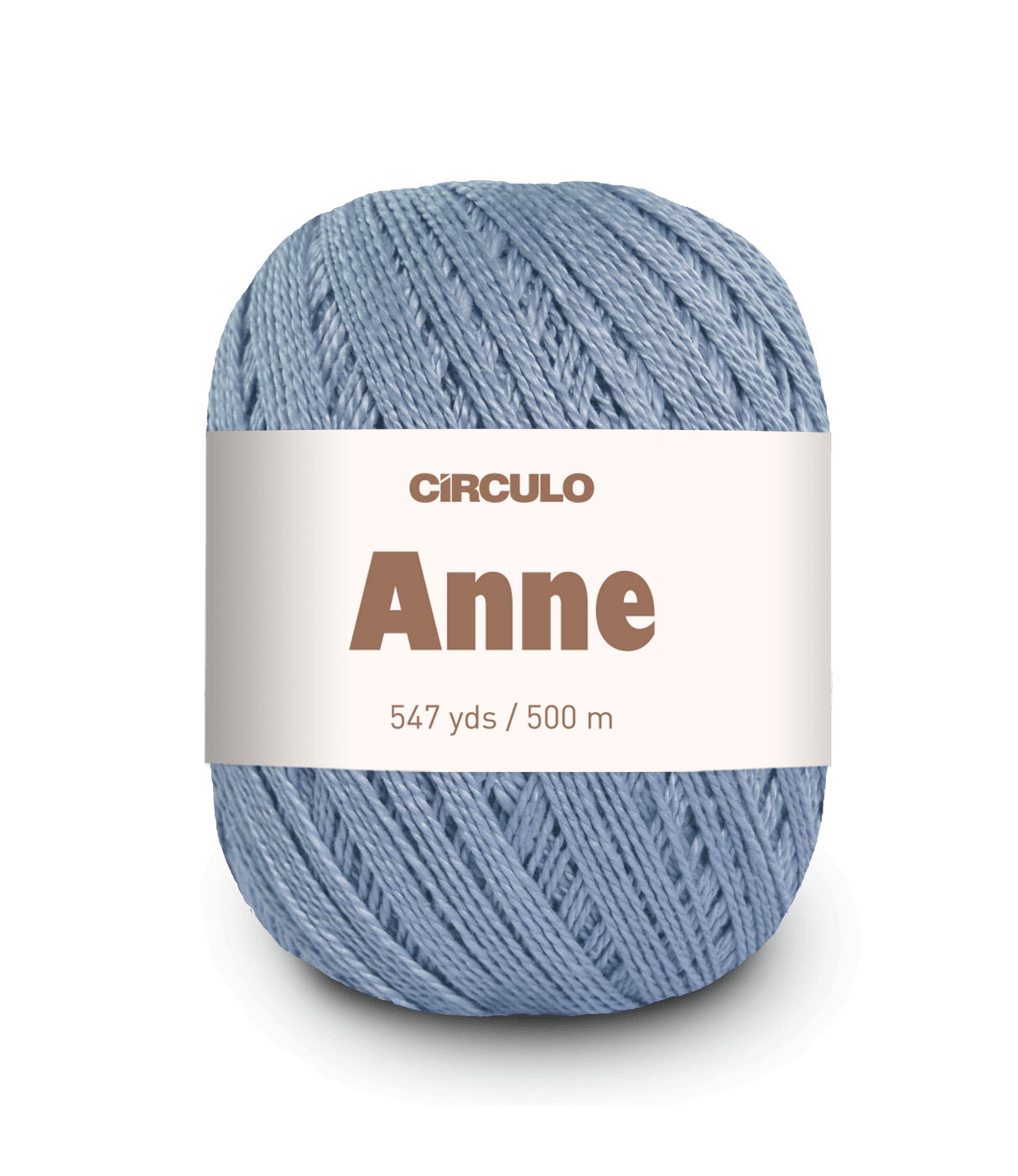 Circulo ANNE - 100% mercerized Cotton Yarn, 500m / 147g - Blue skein of yarn with a 'Circulo Anne' label on a white background