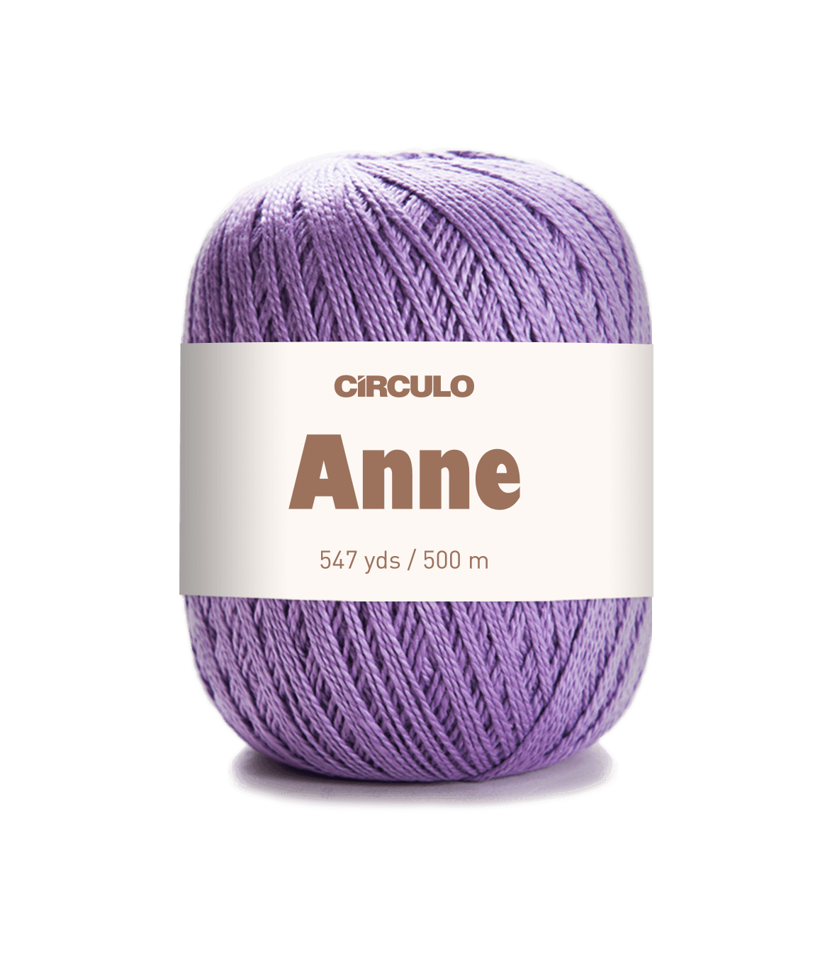 Circulo ANNE - 100% mercerized Cotton Yarn, 500m / 147g - Purple ball of yarn with 'Circulo Anne' label on a white background