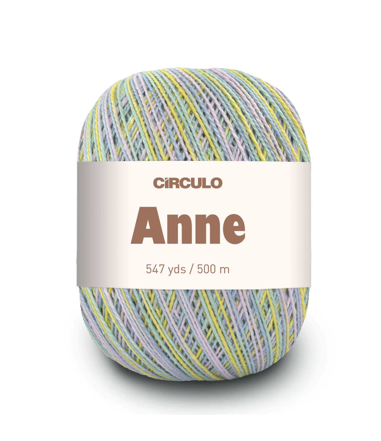 Circulo ANNE - 100% mercerized Cotton Yarn, 500m / 147g - Multicolored yarn ball with 'Circulo Anne' label on a white background