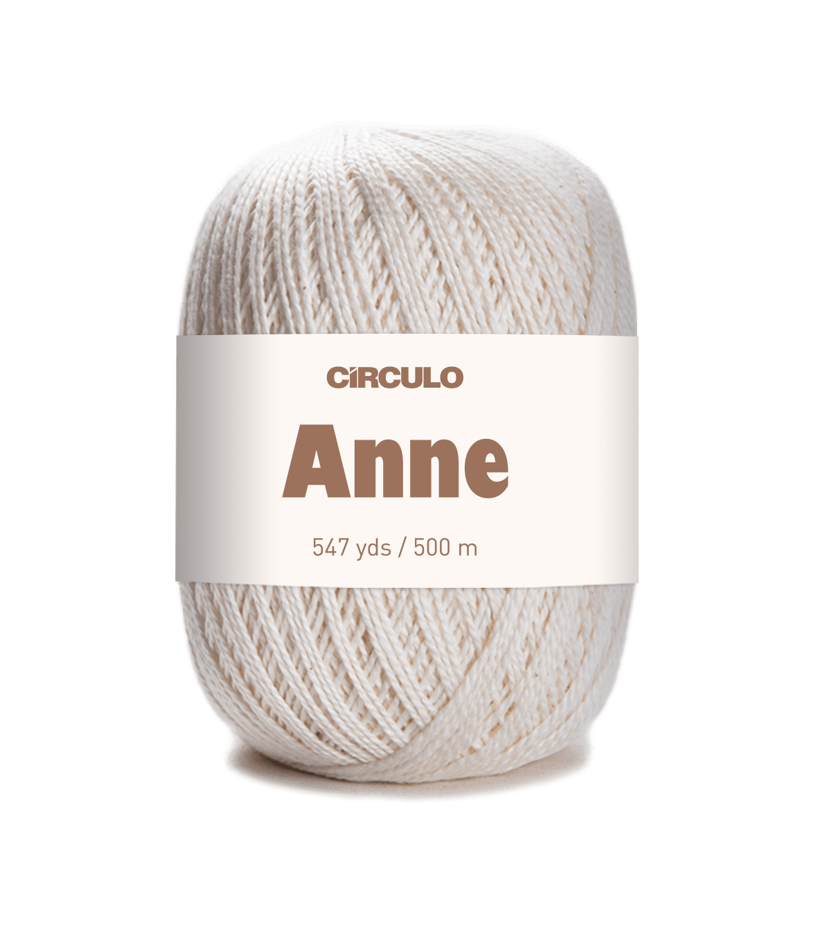 Circulo ANNE - 100% mercerized Cotton Yarn, 500m / 147g - Ball of yarn with 'Circulo Anne' label on a white background