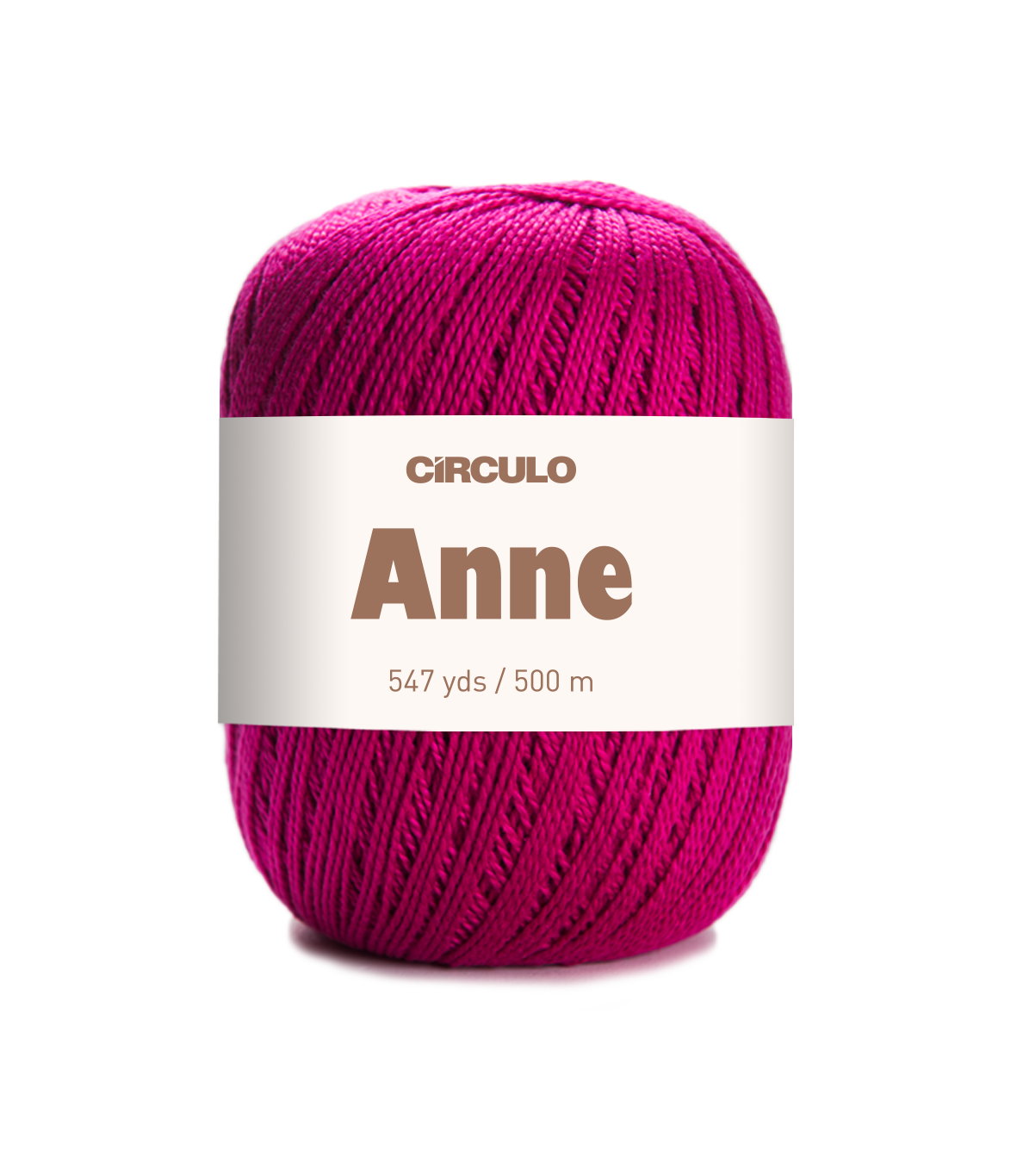 Circulo ANNE - 100% mercerized Cotton Yarn, 500m / 147g - Ball of pink yarn with a Circulo Anne label on a white background