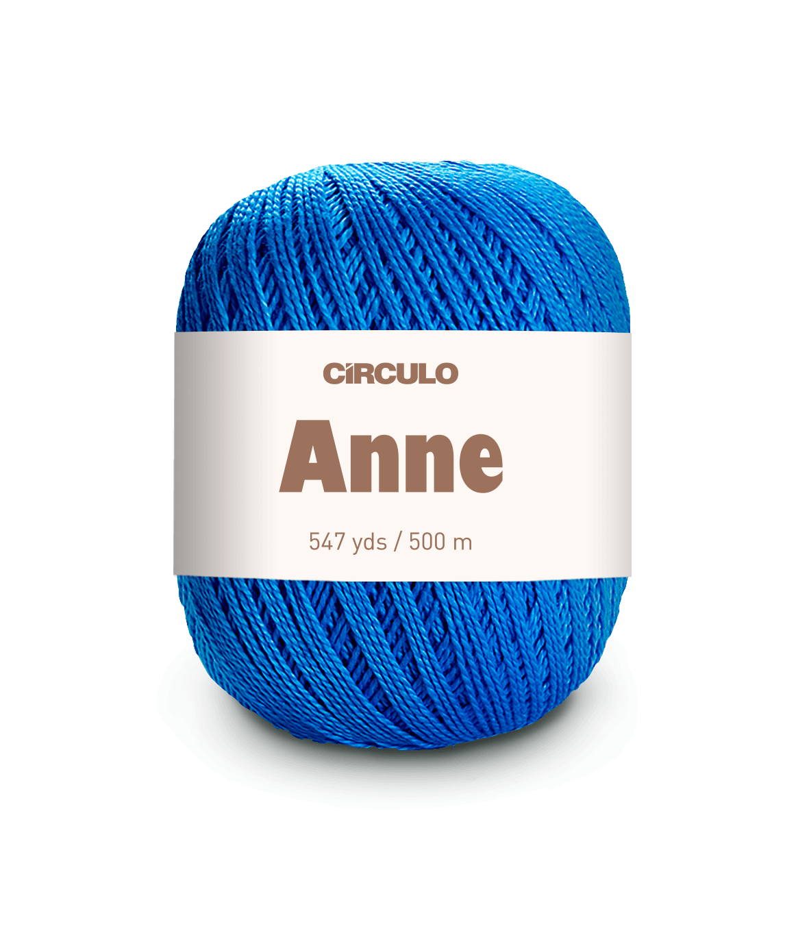 Circulo ANNE - 100% mercerized Cotton Yarn, 500m / 147g - Blue ball of yarn with 'Circulo Anne' label on a white background