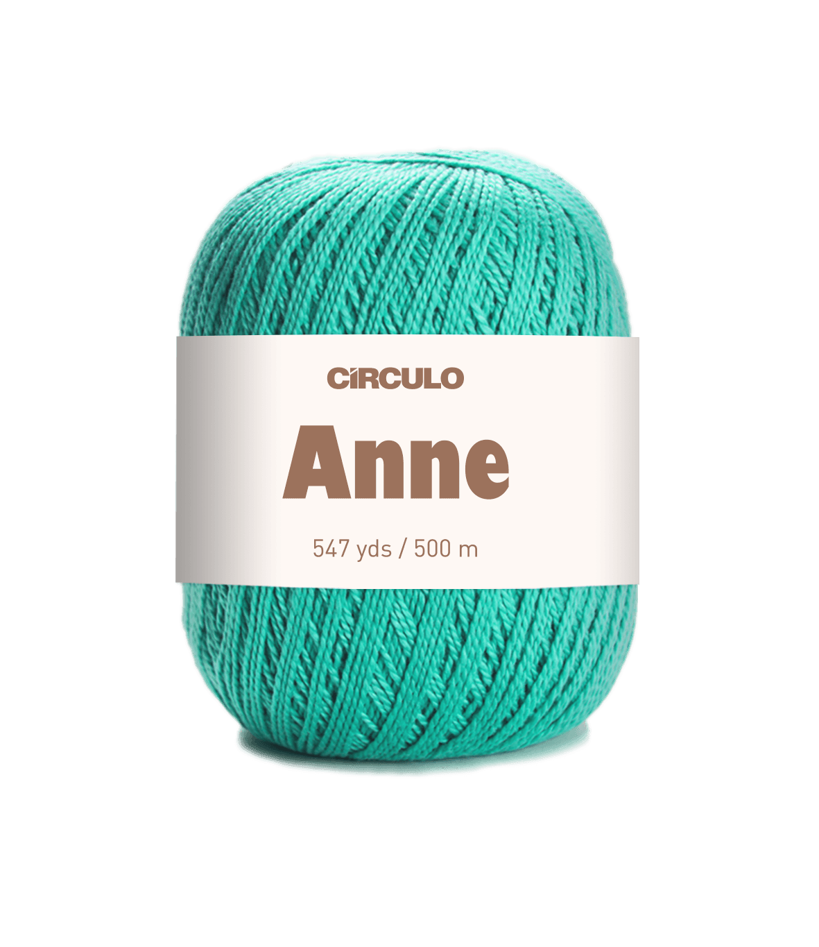 Circulo ANNE - 100% mercerized Cotton Yarn, 500m / 147g - Turquoise yarn ball with 'Circulo Anne' label on a white background