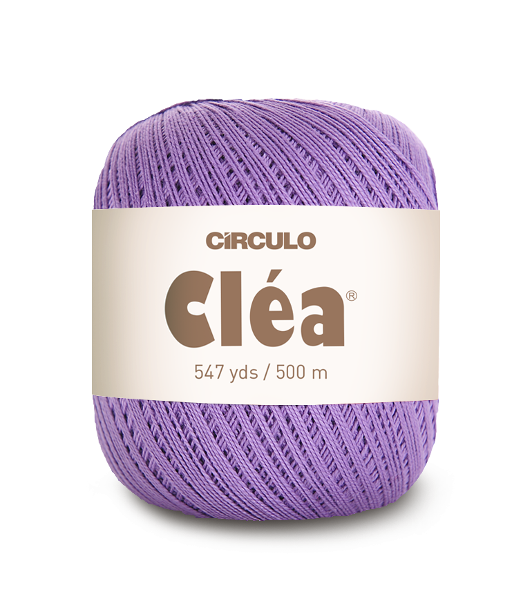 Circulo Clea 100% Cotton Yarn for Crochet and Knitting, 500m/75 gr - Leo Hobby - Ball of purple yarn with 'Circulo Clea' label on a white background