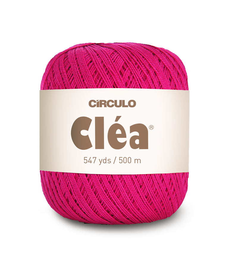 Circulo Clea 100% Cotton Yarn for Crochet and Knitting, 500m/75 gr - Leo Hobby - Ball of pink yarn with a beige label on a white background