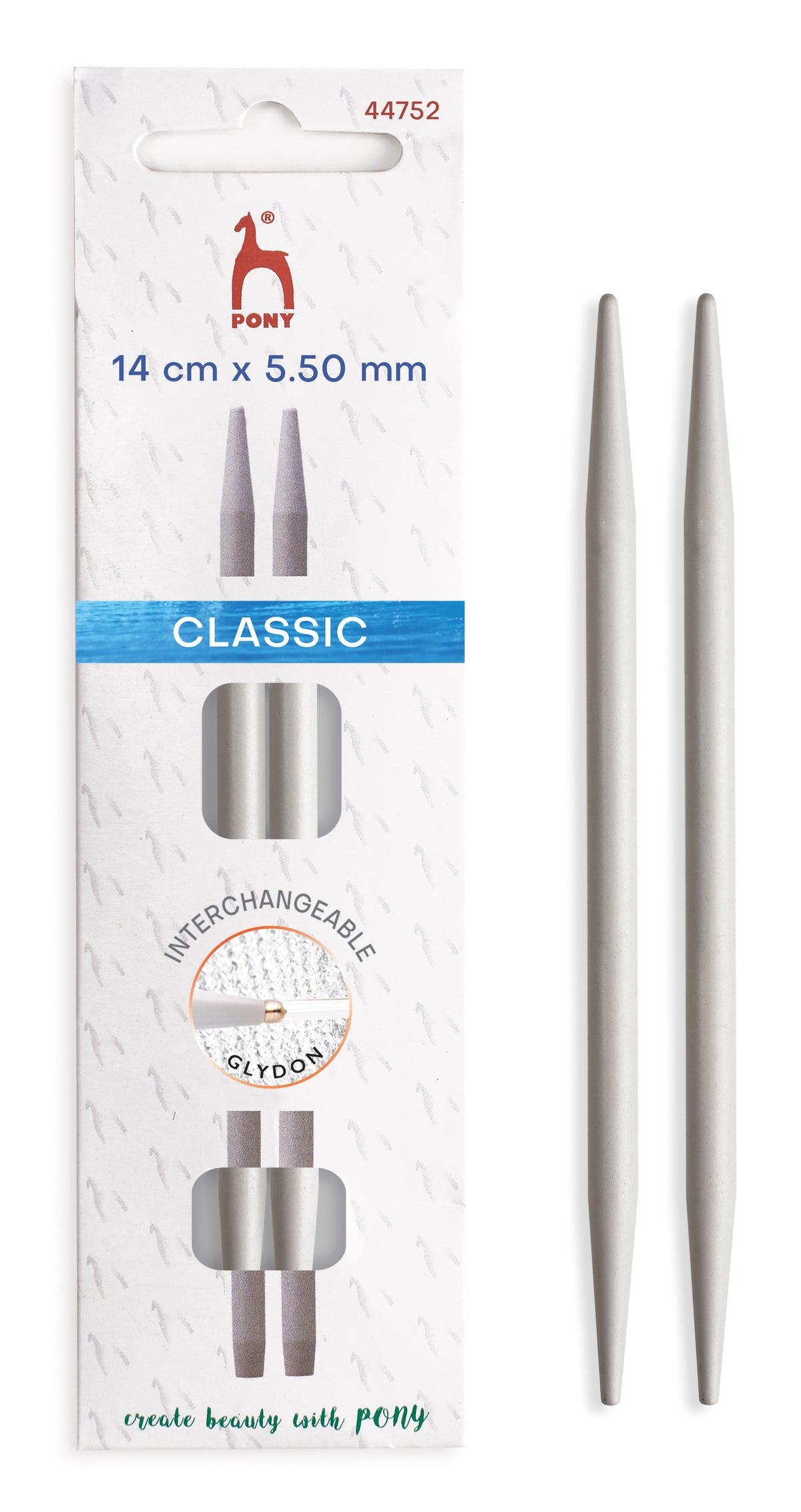 Pony Classic Aluminium Interchangeable Knitting Needle Tips – 10.5 & 14 cm, 14 cm, 5.50 mm