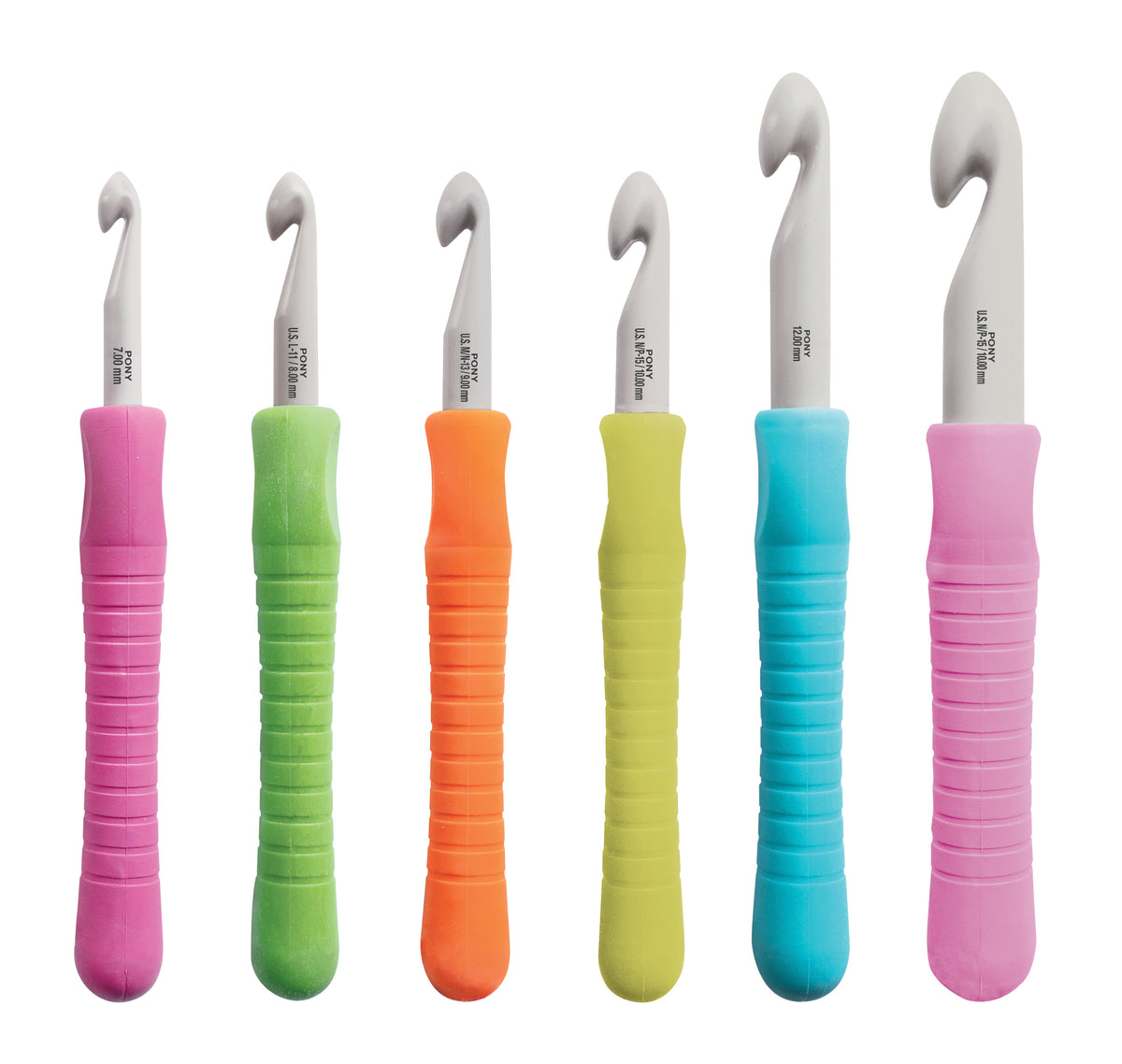 Pony Easy Grip aluminium crochet hooks – product overview
