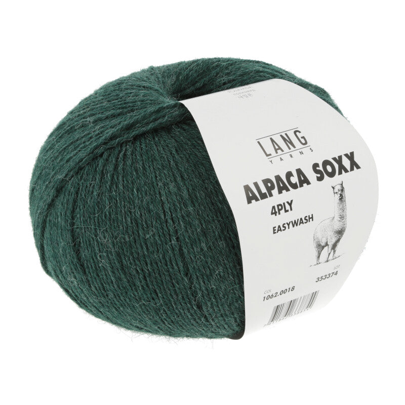 Lang Yarns Alpaca Soxx 4-ply Yarn, 390m / 100g – Bottle Green Mélange (0018)