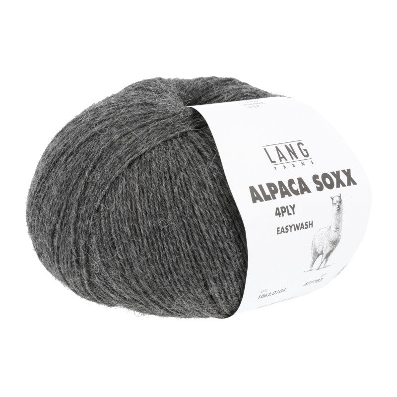 Lang Yarns Alpaca Soxx 4-ply Yarn, 390m / 100g – Dark Grey Mélange (0105)