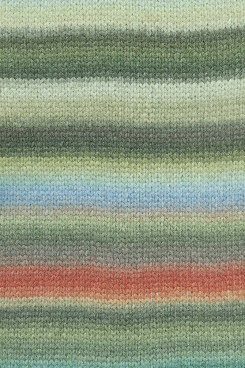 Lang Yarns Cloud Yarn, 260m / 100g – Dark Green/Olive/Light Blue/Red (0020), yarn texture