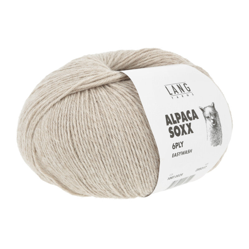 Lang Yarns Alpaca Soxx 6-ply Yarn, 390m / 150g – Sand Mélange (0026)