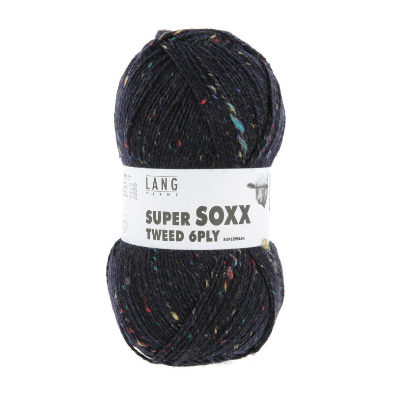 Lang Yarns Super Soxx Tweed 6-ply – 150g / 410m – Night Blu (0025)