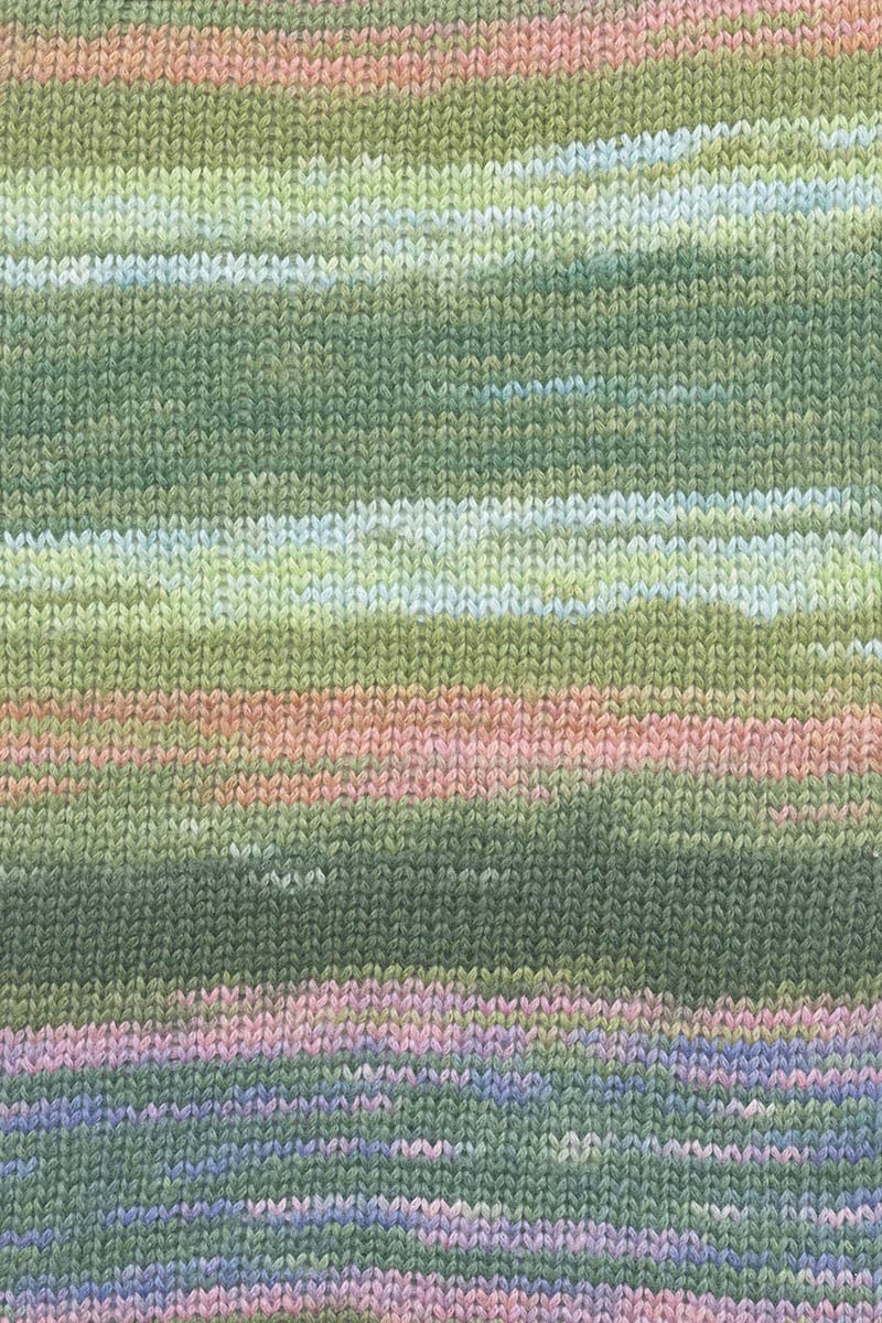 Lang Yarns Eternity – 100g / 340m – Green/Olive/Loden Green/Salmon (0005) – detail