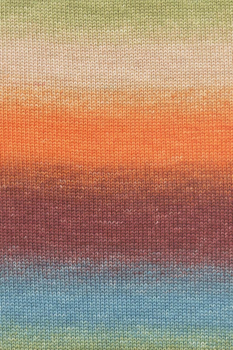 Lang Yarns Merino 200 Bébé Color Yarn, 203m / 50g – Orange/Green (0551), yarn texture