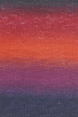 Lang Yarns Merino 200 Bébé Color Yarn, 203m / 50g – Orange/Red/Viola (0554), yarn texture
