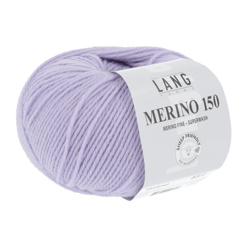Lang Yarns Merino 150 Yarn, 150m / 50g – Light Lilac (0107)