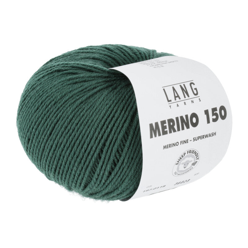 Lang Yarns Merino 150 Yarn, 150m / 50g – Dark Green (0118)
