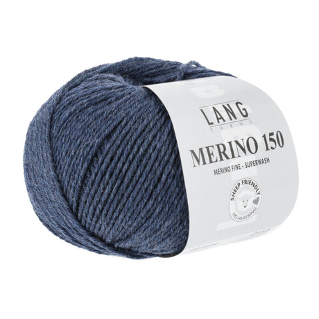 Lang Yarns Merino 150 Yarn, 150m / 50g – Dark Jeans Mélange (0234)