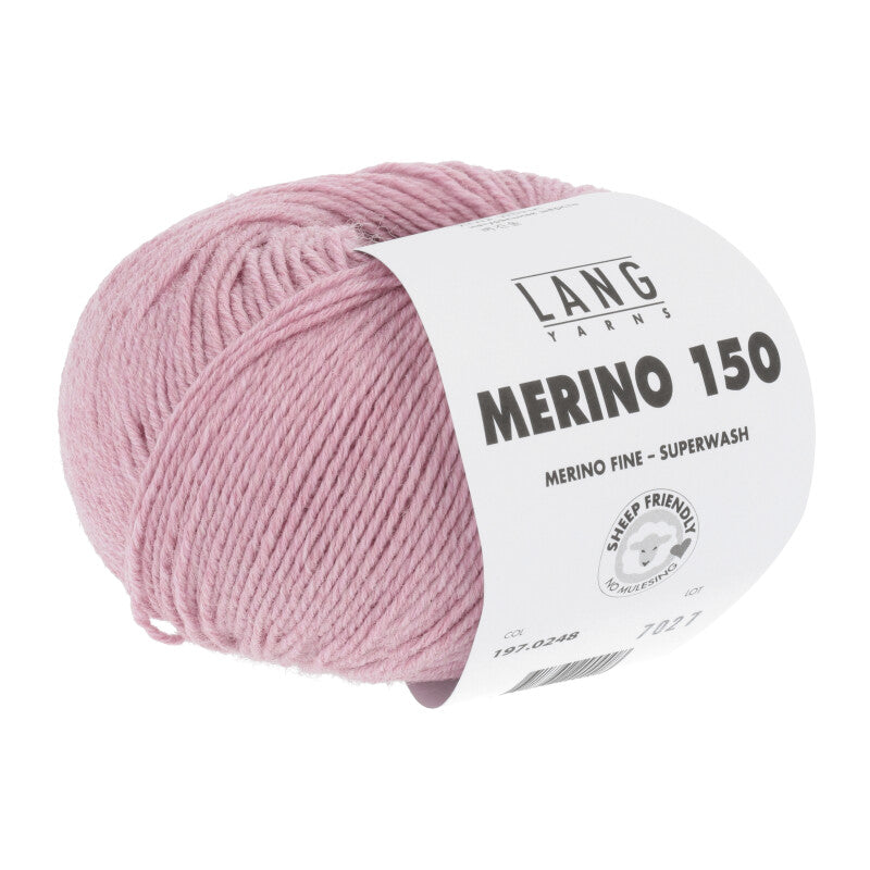 Lang Yarns Merino 150 Yarn, 150m / 50g – Rose Mélange (0248)