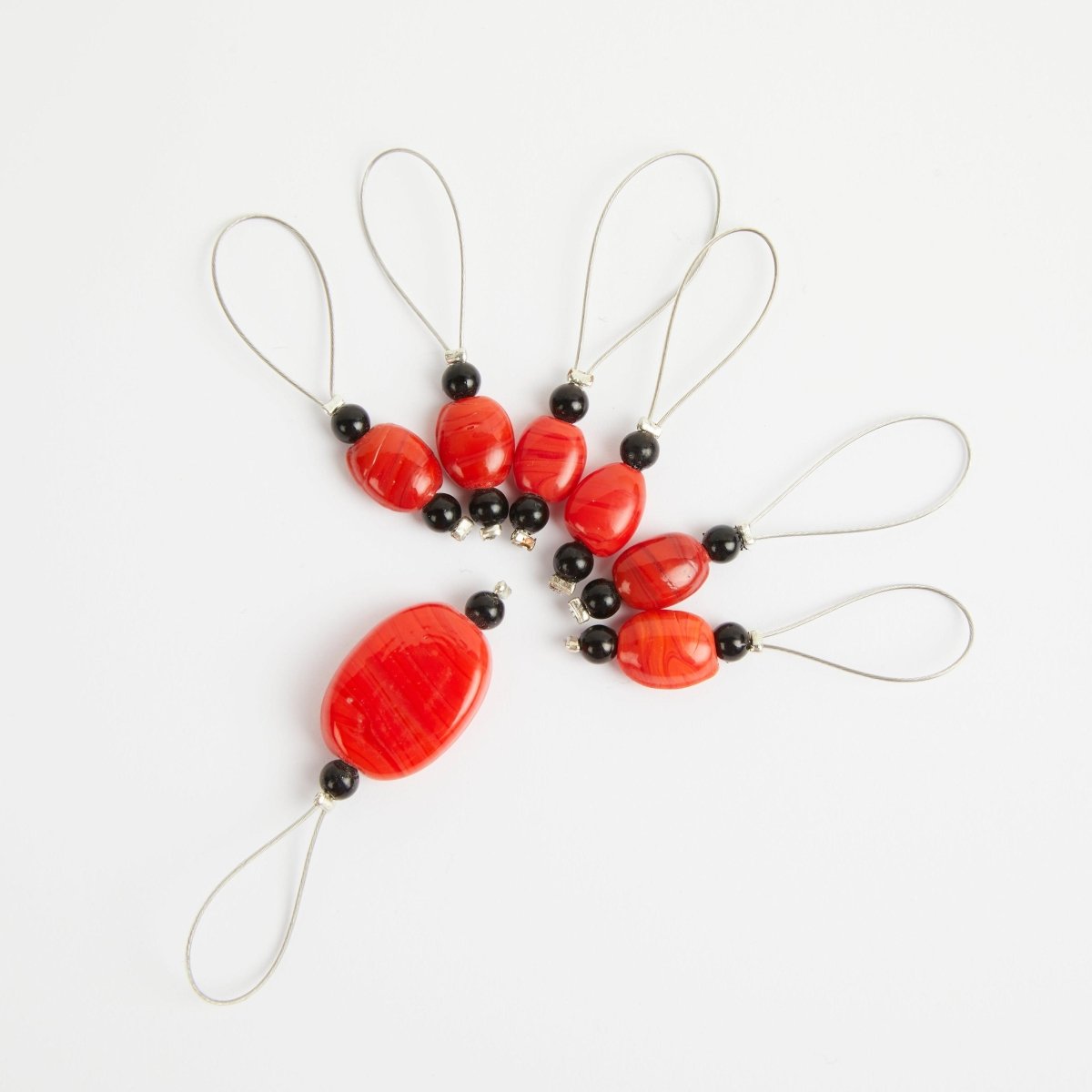 KnitPro NEW ZOONI Stitch Markers in Coloured Beads Tangerine