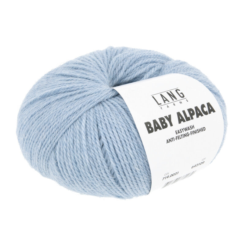 Lang Yarns Baby Alpaca Yarn, 170m / 50g – Light Blue Mélange (0021)