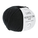 Lang Yarns Merino 200 Bébé Yarn, 203m / 50g – Black (0304)