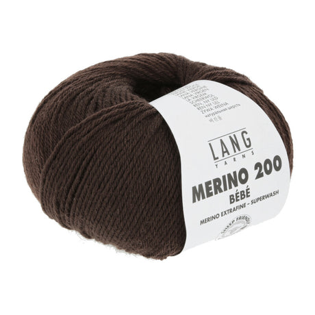 Lang Yarns Merino 200 Bébé Yarn, 203m / 50g – Dark Brown (0368)