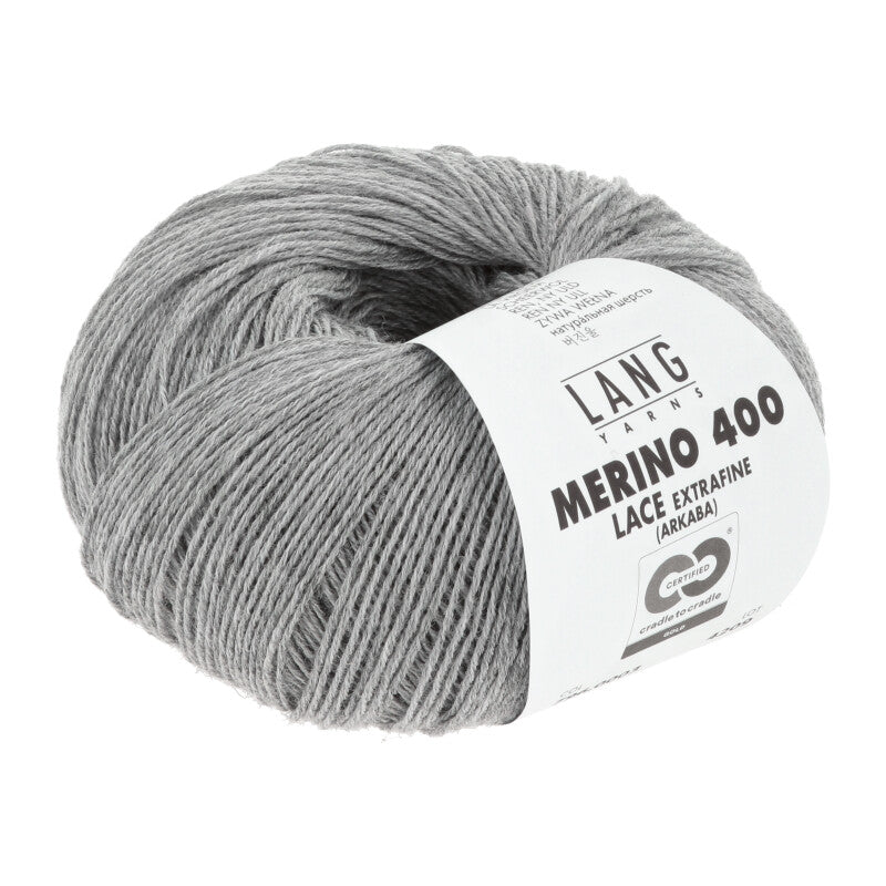 Lang Yarns Merino 400 Lace – 25g / 200m – Light Grey Mélange (0003)