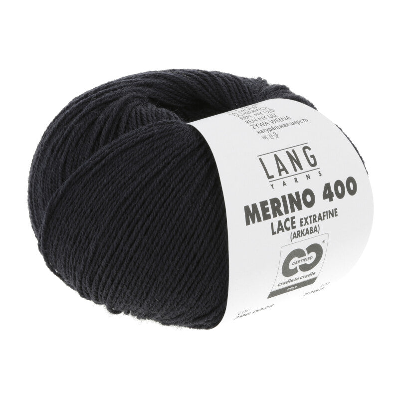 Lang Yarns Merino 400 Lace – 25g / 200m – Navy Mélange (0025)