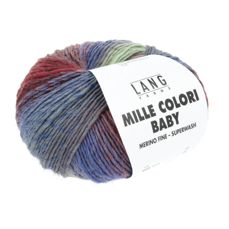 Lang Yarns Mille Colori Baby – 50g / 190m – Turquoise/Burgundy/Lavender (0216)