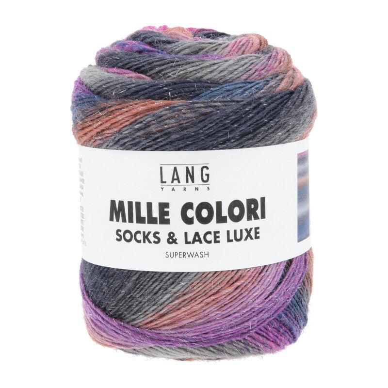 Lang Yarns Mille Colori Socks & Lace Luxe – 100g / 400m – Violet/Gray/Cyclamen (0218)