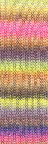 Lang Yarns Mille Colori Socks & Lace Luxe – 100g / 400m – Hot Pink/Golden Yellow/Brown (0220) – detail
