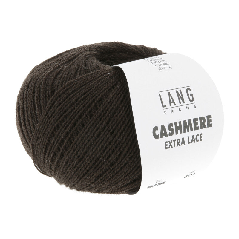 Lang Yarns Cashmere Extra Lace – 25g / 320m – Dark Brown Mélange (0268) – B view