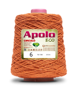 Apolo Eco 4/6 Cotton Cord Yarn – Ideal for Crochet Bags & Home Decor (600g) - Leo Hobby - A large cone spool of orange crochet yarn with a white and green Apolo Eco brand label, set against a clean white background.