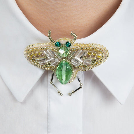 Beadwork kit for creating broоch Crystal Art Bug