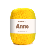 Circulo ANNE - 100% mercerized Cotton Yarn, 500m / 147g - Yellow ball of yarn with a 'Circulo Anne' label on a white background