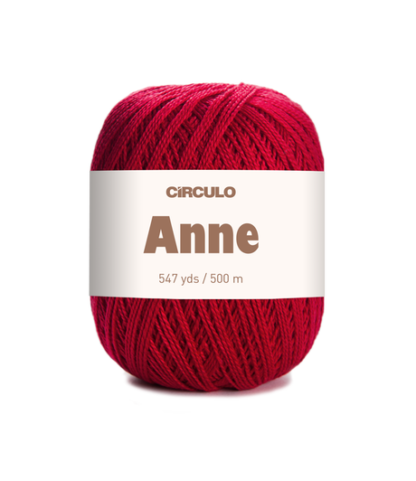 Circulo ANNE - 100% mercerized Cotton Yarn, 500m / 147g - Red ball of yarn with 'Circulo Anne' label on a white background