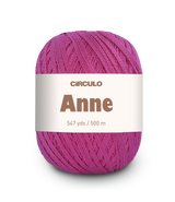 Circulo ANNE - 100% mercerized Cotton Yarn, 500m / 147g - Pink ball of yarn with a 'Circulo Anne' label on a white background