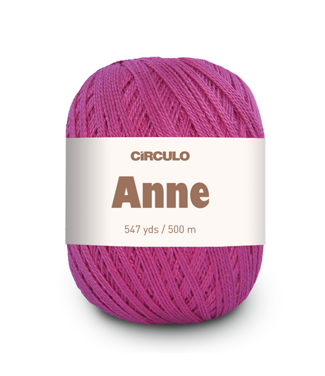 Circulo ANNE - 100% mercerized Cotton Yarn, 500m / 147g - Pink ball of yarn with a 'Circulo Anne' label on a white background