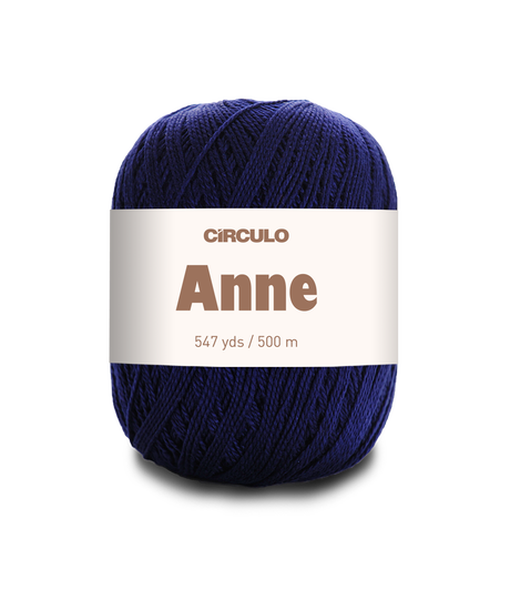 Circulo ANNE - 100% mercerized Cotton Yarn, 500m / 147g - Blue ball of yarn with 'Circulo Anne' label on a white background