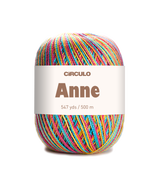 Circulo ANNE - 100% mercerized Cotton Yarn, 500m / 147g - Multicolored ball of yarn with 'Circulo Anne' label on a white background