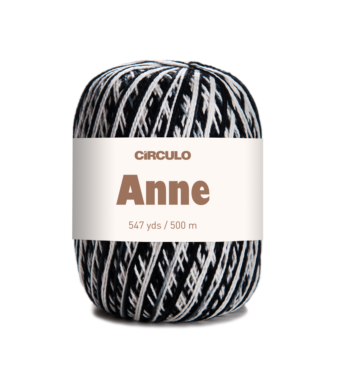 Circulo ANNE - 100% mercerized Cotton Yarn, 500m / 147g - Ball of yarn with 'Circulo Anne' label on a white background